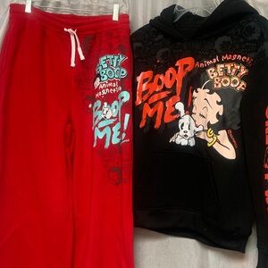 South Pole Betty Boop Black & Red Hoodie and Sweatpants Set
